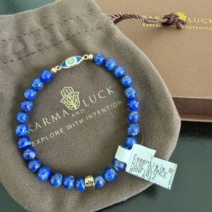 Karma and Luck Blue Beaded Bracelet with Evil Eye Charm